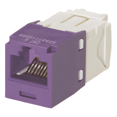 Conector Jack RJ45 Estilo TG, Mini-Com, Categoría 6, de 8 Posiciones y 8 Cables, Color Violeta