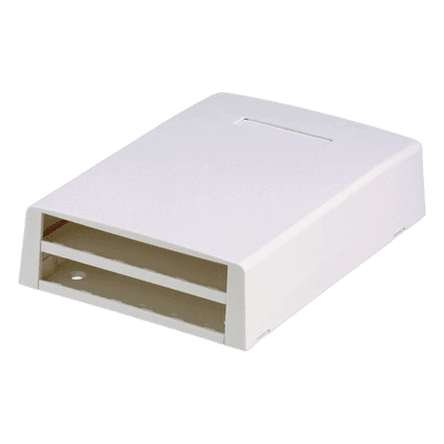 Caja de Montaje en Superficie / 12 Puertos Mini-Com / Almacenamiento 24 m (78.7 ft) Fibra / ABS RoHS / 120 x 46.1 x 170.1 mm