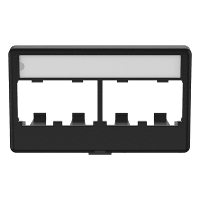 Placa de Mobiliario Modular / 4 Puertos Mini-Com / ABS Negro / 2.9x0.88x1.77 pulg (73.66x22.35x44.95 mm)