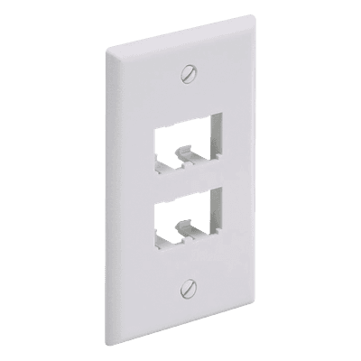 Placa de Pared Vertical / 4 Puertos Mini-Com / ABS Blanco / 2.75 x 4.5 in / Profundidad 0.85 in