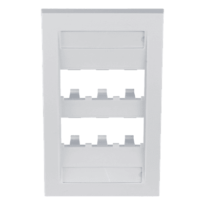 Placa de Pared Vertical Ejecutiva / 6 Puertos Mini-Com / Perfil Elevado / 69.8 x 114.3 mm (2.75 x 4.5 pulg.) / Blanco