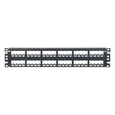 Panel de Parcheo Modular / 48 Puertos / 2UR / Plano / Totalmente Blindado / Acero Inoxidable / Rack 19"