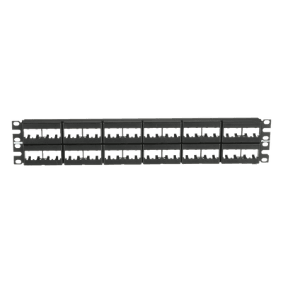 Panel de Parcheo Modular / 48 Puertos / 2 UR / 19in / Plano / Sin Blindaje / Mini-Com