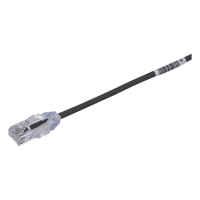 Cable de Parcheo Cat6 / UTP 28AWG / 20.2 cm (0.66 ft) / Diámetro 3.8 mm / PoE hasta 48 cables en mazo / Negro