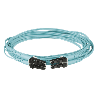 Jumper de Fibra Óptica / OM4 50/125 / LC-LC Duplex / OFNR Riser / Aqua / 1 Metro (3.28 Pies)
