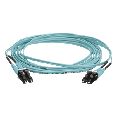 Jumper de Fibra Óptica / Multimodo OM4 50/125 / LC-LC Dúplex / OFNR Riser / Aqua / 10 m (32.81 pies)