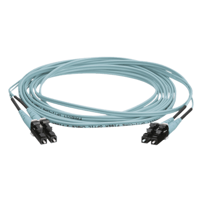 Jumper de Fibra Óptica / Multimodo OM4 50/125 / LC-LC Dúplex / OFNR Riser / 20 m (65.62 pies) / Color Aqua