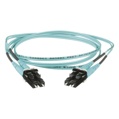 Jumper de Fibra Óptica / Multimodo OM3 50/125 / LC-LC Duplex / OFNR Riser / Aqua / 0.50 m (1.64 ft)