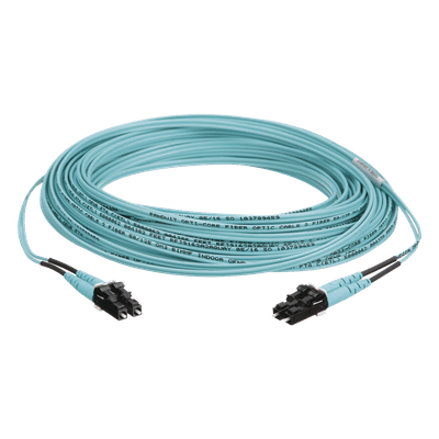 Jumper de Fibra Óptica / OM3 50/125 / LC-LC Dúplex / OFNR Riser / Aqua / 15 m (49.21 pies)