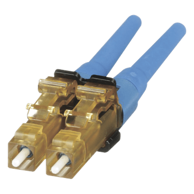 Conector de Fibra Óptica LC Duplex OptiCam, Monomodo 9/125 OS2, Pre-pulido, Color Azul
