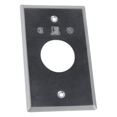 Tapa rectangular aluminio / Tipo RR / 40.38 mm central / 2 diámetros 3 mm / 1.02 mm espesor / Intemperie