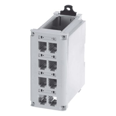 Panel de Parcheo Modular / Riel DIN 35 mm (1.38 pulgadas) / 8 Puertos Mini-Com / Blindado / Gris
