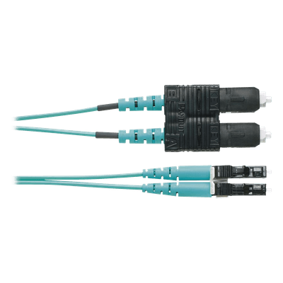 Jumper de Fibra Óptica / OM4 50/125 / LC-SC Duplex / OFNR Riser / Aqua / 1 Metro (3.28 Pies)
