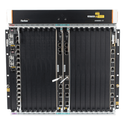 OLT Carrier Class Modular / 16 Ranuras de Servicio / 240 Puertos GPON o 120 XGPON / 6.8T Switching / 200G Slot Bandwidth / 16,000 ONTs / Rack 21"