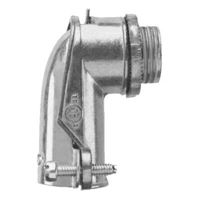 Conector Curvo para Tubo Flexible / 3/4" (19 mm) / Diámetro Exterior 41 mm / Longitud 60 mm / NEMA FB-1