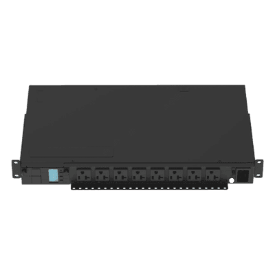 PDU Monitoreable (MI) para Distribución de Energía, Enchufe de Entrada NEMA 5-15P, Con 8 Salidas 5-20R, Horizontal 19in, 120 Vca, 15 Amp, 1UR