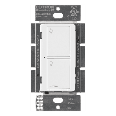 Interruptor On/Off Inalámbrico de Pared / 6 A LED o Fluorescente / 720 W Incandescente / 120 V / Control Pico Directo / Ventiladores 3.6 A