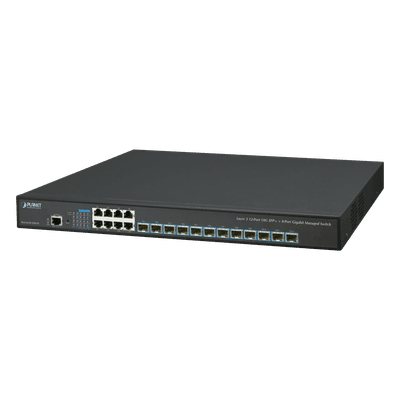 Switch Capa 3 Administrable / 12 Puertos SFP+ 10G / 8 Puertos Gigabit / Conmutación 256 Gbps / Fuente de Alimentación Redundante AC