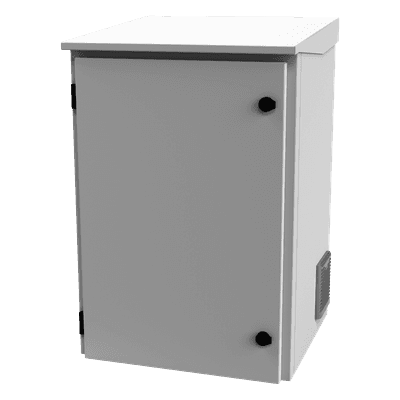 Gabinete Exterior IP / Rack 19" 16U / Acero Galvanizado / Ventilador con Termostato / Filtros Antipolvo / Aislante Térmico / Cerradura con Llave