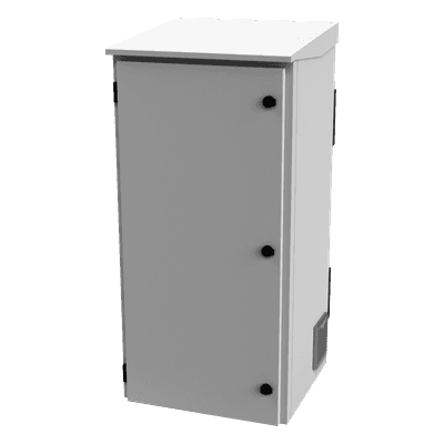 Gabinete Exterior IP / Rack 19" 24U / Ventiladores con Termostato / Acero Galvanizado / Filtro Antipartículas / Cerradura Doble