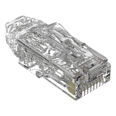 Plug RJ45 Cat6/6A, Para Cable UTP de Calibre 28 AWG (Diámetro Reducido), Chapado en Oro de 50 Micras, Paquete de 100 Piezas