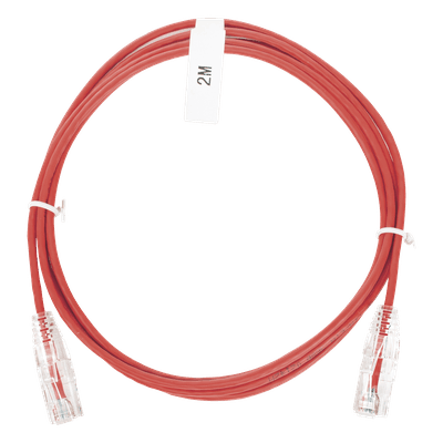 Cable de Parcheo Slim UTP Cat6 / 2 m (6.56 ft) / 28 AWG / RJ45 Chapado en Oro / Rojo