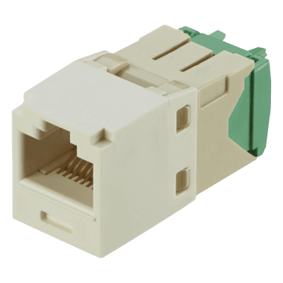 Conector Jack RJ45 Estilo TG, Mini-Com, Categoría 6, de 8 Posiciones y 8 Cables de Calibre 28/30 AWG, Color Blanco