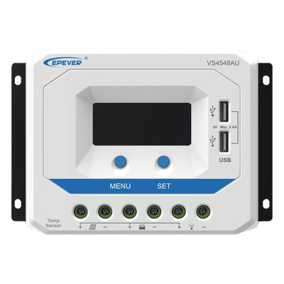 Controlador Solar de Carga PWM / 12/24/36/48 V Auto / 45 A / 96 V PV / Display LCD / USB 2.4 A / -25°C a 55°C