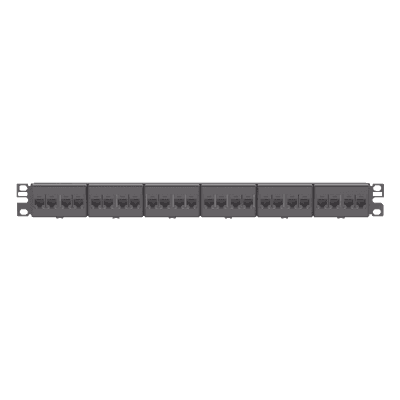 Panel de Parcheo / 24 Puertos / Cat 5e / 1 UR / Plano / Negro