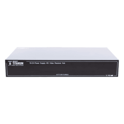 (SOLO RECEPTOR) TRANSCEPTOR ACTIVO DE 16 CANALES / VIDEO+PODER en un solo Cable UTP / 150 metros en 4K, 200 metros en 5 MP/ Envía 36 Vcc y Recibe 12 Vcc / TODO INCLUIDO PARA RACK / HD-TVI/CVI/AHD/CVBS / SIN RUIDO / INSTALACIÓN LIMPIA.