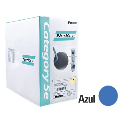 Bobina de Cable UTP 305 Metros (1000 Pies) de Cobre, NetKey, Azul, Categoría 5e (24 AWG), PVC (CM), de 4 Pares
