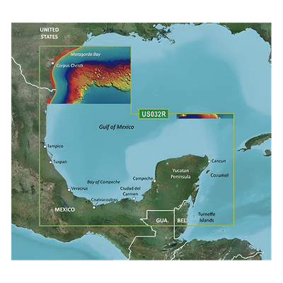 Carta Náutica Digital / Sur del Golfo de México / Contornos 1 ft / Sombreado de Profundidad 10 Rangos / Auto Ruta por Profundidad