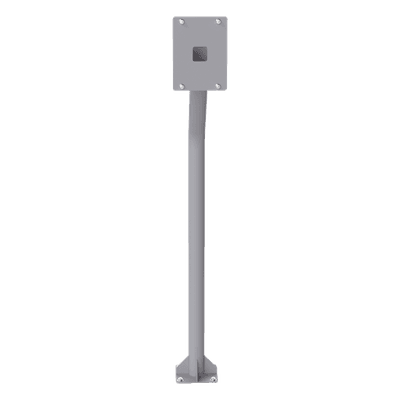 Base tipo tubular para instalación de cubierta BASEINT de videoporteros o interfones IP Fanvil y Grandstream, altura de 1.2 metros, pintura electrostática color gris.