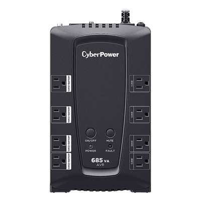 UPS de 685 VA/390 W, Topología Línea Interactiva, Entrada 120 Vca NEMA 5-15P, Tipo Gabinete Compacto, Con 8 Tomas NEMA 5-15R