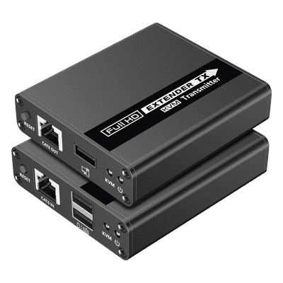 Kit extensor KVM (HDMI y USB) | 40m a 4k@30Hz  | 70m a 1080P@60Hz | Cat 6, 6a y 7 | CERO LATENCIA | HDR | Salida Loop | Salida de audio de 3.5mm |