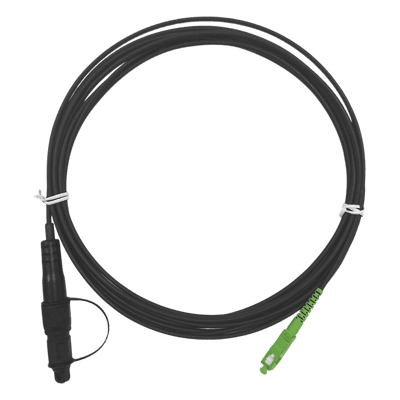 Jumper de Fibra Óptica / SC/APC a Caja FDP460 / Redondo / 5 m (16.40 ft) / Forro 3 mm / G657A2 / Negro / Simplex
