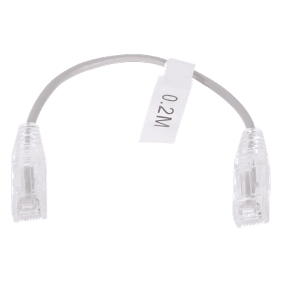 Cable de Parcheo Slim UTP Cat6 / 20 cm (0.66 ft) / 28 AWG / Conectores RJ45 Chapados en Oro / Gris