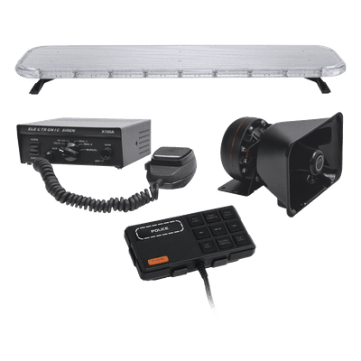 Kit de Equipamiento para Unidades de Seguridad Pública / Barra LED 132 LEDs Hyperlux / Sirena 100W / Control de Tráfico Ámbar / IP65 / SAE