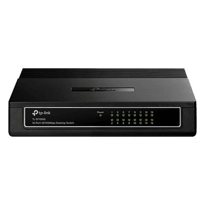 Switch de escritorio / 16 puertos RJ45 / 10/100 Mbps / Sin ventilador / 7.9 x 5.6 x 1.6 in