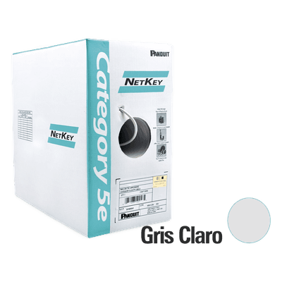 Bobina de Cable UTP 305 Metros (1000 Pies) de Cobre, NetKey, Gris Claro, Categoría 5e (24 AWG), PVC (CM), de 4 Pares