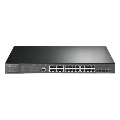 Switch L2+ Omada PoE+ / 24 Puertos PoE+ 10/100/1000 Mbps / 4 Puertos SFP+ 10G / 2 Puertos Consola (RJ45 y microUSB) / Administración Centralizada Omada o Stand-Alone / Multicast IGMP / Presupuesto PoE 384W / Montaje en Rack / (SG3428XMP)