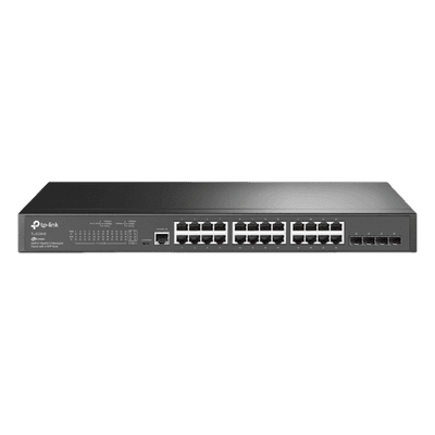 Switch Gigabit Administrable / 24 Puertos RJ45 / 4 Puertos SFP 1G / 56 Gbps / Sin Ventilador / Omada SDN