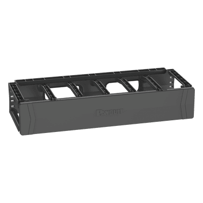 Organizador de Cables Horizontal / Rack 19 pulgadas / 2UR / Cubierta Magnética Doble Bisagra / Aberturas para Cat 6 y 6A / 484 x 90 x 202 mm (19 x 3.5 x 7.9 in)