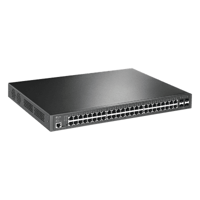 Switch L2+ Omada PoE+ / 48 Puertos PoE+ 10/100/1000 Mbps / 4 Puertos SFP 1G / 2 Puertos Consola (RJ45 y microUSB) / Administración Centralizada Omada o Stand-Alone / Multicast IGMP / Calidad de Servicio / Presupuesto PoE 384W / Montaje en Rack