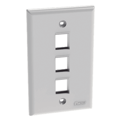 Placa de Pared Vertical / 3 Puertos Keystone / ABS / 69.8 x 114.3 mm / 2.75 x 4.5 pulg. / Blanco