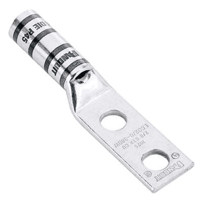 Terminal de Compresión / Calibre 6 AWG / Doble Orificio 1/2 pulg / Espaciado 44.5 mm (1.75 pulg) / Mirilla de Verificación / 1 Pieza