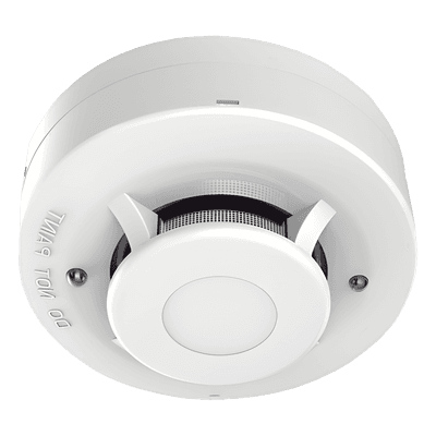 Detector de Humo Fotoeléctrico / 4 Hilos / DC 12 V / LED Duales 360° / Umbral 0.10 a 0.16 dB/m / Perfil Bajo 35 mm