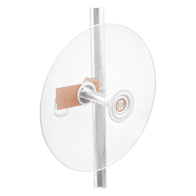 Antena direccional con diseño aerodinámico para minimiza la resistencia al viento, Ganancia de 30 dBi,  frecuencia (4.9 - 6.5 GHz), Polarización doble, incluye montaje para torre o mástil