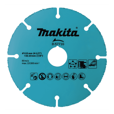 Disco de Carburo de Tungsteno / 115 mm (4.5 in) / Espesor 1 mm / 13,300 RPM / Multi-Material / Uso en Seco