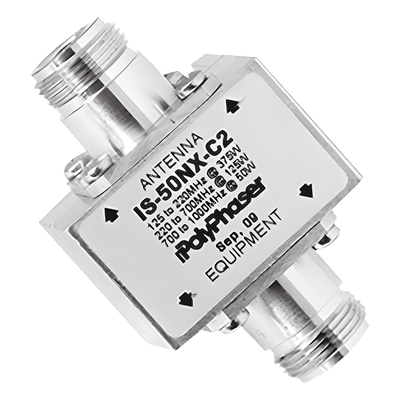 Protector Coaxial RF / 125-1000 MHz / 50 Ω / Conectores N Hembra / Ceja Lateral / 50 kA